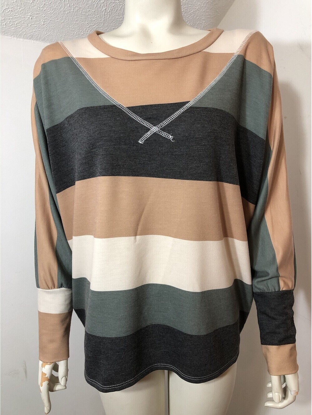 Fantastic Fawn New Womens Small Knit Top Long Sleeves Striped Dolman Sleeves USA